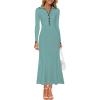 ZESICA Women’s Long Sleeve Sweater Dress 2026 Fall V Neck Ribbed Knit Casual Formal Cocktail Bodycon Maxi Dresses(Light Green)