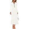 ZESICA Women’s Long Sleeve Sweater Dress 2026 Fall V Neck Ribbed Knit Casual Formal Cocktail Bodycon Maxi Dresses(White)