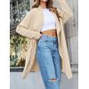 ZESICA Women’s Casual Lapel Cardigan Long Sleeve Open Front Irregular Hem Soft Knitted Sweater Coat with Pockets(Beige)
