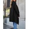 ZESICA Women’s Casual Lapel Cardigan Long Sleeve Open Front Irregular Hem Soft Knitted Sweater Coat with Pockets(Black)