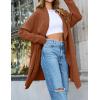 ZESICA Women’s Casual Lapel Cardigan Long Sleeve Open Front Irregular Hem Soft Knitted Sweater Coat with Pockets(Caramel)