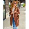 ZESICA Women’s Casual Lapel Cardigan Long Sleeve Open Front Irregular Hem Soft Knitted Sweater Coat with Pockets(Caramel)