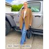 ZESICA Women’s Casual Lapel Cardigan Long Sleeve Open Front Irregular Hem Soft Knitted Sweater Coat with Pockets(Khaki)