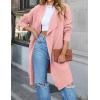 ZESICA Women’s Casual Lapel Cardigan Long Sleeve Open Front Irregular Hem Soft Knitted Sweater Coat with Pockets(Pink)