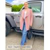 ZESICA Women’s Casual Lapel Cardigan Long Sleeve Open Front Irregular Hem Soft Knitted Sweater Coat with Pockets(Pink)