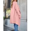 ZESICA Women’s Casual Lapel Cardigan Long Sleeve Open Front Irregular Hem Soft Knitted Sweater Coat with Pockets(Pink)
