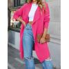 ZESICA Women’s Casual Lapel Cardigan Long Sleeve Open Front Irregular Hem Soft Knitted Sweater Coat with Pockets(Rose)
