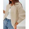 ZESICA Women’s Open Front Cardigan Sweater 2026 Spring Casual Knitted Long Sleeve Pearls Trim Outerwear Coat Trendy Clothes(Apricot)