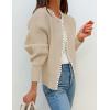 ZESICA Women’s Open Front Cardigan Sweater 2026 Spring Casual Knitted Long Sleeve Pearls Trim Outerwear Coat Trendy Clothes(Apricot)
