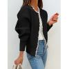 ZESICA Women’s Open Front Cardigan Sweater 2026 Spring Casual Knitted Long Sleeve Pearls Trim Outerwear Coat Trendy Clothes(Black)