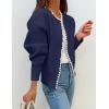 ZESICA Women’s Open Front Cardigan Sweater 2026 Spring Casual Knitted Long Sleeve Pearls Trim Outerwear Coat Trendy Clothes(Dark Purple)