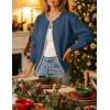 ZESICA Women’s Open Front Cardigan Sweater 2026 Spring Casual Knitted Long Sleeve Pearls Trim Outerwear Coat Trendy Clothes(Darkblue)