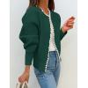 ZESICA Women’s Open Front Cardigan Sweater 2026 Spring Casual Knitted Long Sleeve Pearls Trim Outerwear Coat Trendy Clothes(Darkgreen)