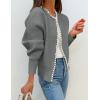ZESICA Women’s Open Front Cardigan Sweater 2026 Spring Casual Knitted Long Sleeve Pearls Trim Outerwear Coat Trendy Clothes(Grey)