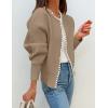 ZESICA Women’s Open Front Cardigan Sweater 2026 Spring Casual Knitted Long Sleeve Pearls Trim Outerwear Coat Trendy Clothes(Khaki)