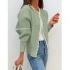 ZESICA Women’s Open Front Cardigan Sweater 2026 Spring Casual Knitted Long Sleeve Pearls Trim Outerwear Coat Trendy Clothes(Pea Green)