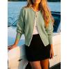 ZESICA Women’s Open Front Cardigan Sweater 2026 Spring Casual Knitted Long Sleeve Pearls Trim Outerwear Coat Trendy Clothes(Pea Green)