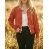 ZESICA Women’s Open Front Cardigan Sweater 2026 Spring Casual Knitted Long Sleeve Pearls Trim Outerwear Coat Trendy Clothes(Rust)