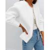 ZESICA Women’s Open Front Cardigan Sweater 2026 Spring Casual Knitted Long Sleeve Pearls Trim Outerwear Coat Trendy Clothes(White)