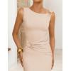 ZESICA Women’s 2026 Summer Maxi Dress Sleeveless Ruched Elegant Wedding Guest Cocktail Formal Bodycon Long Dresses(Apricot)
