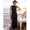 ZESICA Women’s 2026 Summer Maxi Dress Sleeveless Ruched Elegant Wedding Guest Cocktail Formal Bodycon Long Dresses(Black)