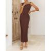 ZESICA Women’s 2026 Summer Maxi Dress Sleeveless Ruched Elegant Wedding Guest Cocktail Formal Bodycon Long Dresses(Brown)