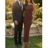 ZESICA Women’s 2026 Summer Maxi Dress Sleeveless Ruched Elegant Wedding Guest Cocktail Formal Bodycon Long Dresses(Brown)
