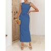 ZESICA Women’s 2026 Summer Maxi Dress Sleeveless Ruched Elegant Wedding Guest Cocktail Formal Bodycon Long Dresses(Dustyblue)