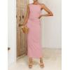 ZESICA Women’s 2026 Summer Maxi Dress Sleeveless Ruched Elegant Wedding Guest Cocktail Formal Bodycon Long Dresses(Pink)