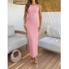ZESICA Women’s 2026 Summer Maxi Dress Sleeveless Ruched Elegant Wedding Guest Cocktail Formal Bodycon Long Dresses(Pink)
