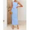 ZESICA Women’s 2026 Summer Maxi Dress Sleeveless Ruched Elegant Wedding Guest Cocktail Formal Bodycon Long Dresses(Sky)