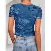 ZESICA Women’s 2026 Summer Short Sleeve Crewneck Mesh Slim Fit Shirts Casual Going Out Floral Crop Tops Trendy Clothes(Blue)