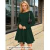 ZESICA Womens Long Sleeve Mini Dress 2026 Fall Crewneck Pleated Babydoll A Line Flowy Wedding Party Short Dresses(Darkgreen)