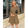 ZESICA Womens Long Sleeve Mini Dress 2026 Fall Crewneck Pleated Babydoll A Line Flowy Wedding Party Short Dresses(Khaki)