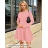 ZESICA Womens Long Sleeve Mini Dress 2026 Fall Crewneck Pleated Babydoll A Line Flowy Wedding Party Short Dresses(Pink)
