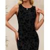 ZESICA Women’s Sleeveless Floral Bodycon Maxi Dress 2026 Summer Ruched Mesh Wedding Guest Cocktail Party Dresses(Black)