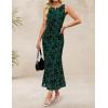 ZESICA Women’s Sleeveless Floral Bodycon Maxi Dress 2026 Summer Ruched Mesh Wedding Guest Cocktail Party Dresses(Darkgreen)