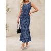 ZESICA Women’s Sleeveless Floral Bodycon Maxi Dress 2026 Summer Ruched Mesh Wedding Guest Cocktail Party Dresses(Dustyblue)