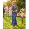 ZESICA Women’s Sleeveless Floral Bodycon Maxi Dress 2026 Summer Ruched Mesh Wedding Guest Cocktail Party Dresses(Dustyblue)