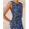 ZESICA Women’s Sleeveless Floral Bodycon Maxi Dress 2026 Summer Ruched Mesh Wedding Guest Cocktail Party Dresses(Dustyblue)