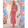 ZESICA Women’s Sleeveless Floral Bodycon Maxi Dress 2026 Summer Ruched Mesh Wedding Guest Cocktail Party Dresses(Pink)