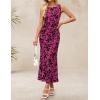 ZESICA Women’s Sleeveless Floral Bodycon Maxi Dress 2026 Summer Ruched Mesh Wedding Guest Cocktail Party Dresses(Rose)