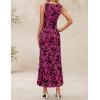 ZESICA Women’s Sleeveless Floral Bodycon Maxi Dress 2026 Summer Ruched Mesh Wedding Guest Cocktail Party Dresses(Rose)