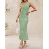 ZESICA Women’s Sleeveless Floral Bodycon Maxi Dress 2026 Summer Ruched Mesh Wedding Guest Cocktail Party Dresses(Sage)