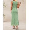 ZESICA Women’s Sleeveless Floral Bodycon Maxi Dress 2026 Summer Ruched Mesh Wedding Guest Cocktail Party Dresses(Sage)