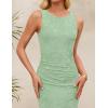 ZESICA Women’s Sleeveless Floral Bodycon Maxi Dress 2026 Summer Ruched Mesh Wedding Guest Cocktail Party Dresses(Sage)