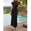 ZESICA Womens Spring Casual Bodycon Maxi Dress 2026 Summer Business Casual Short Sleeve Crewneck Knit Slit Vacation Dresses(Black)