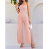 ZESICA Women’s Strapless Jumpsuit Casual Off Shoulder High Waist Wide Leg Side Slit Long Romper Playsuits with Pockets(Dustypink)