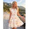 ZESICA Womens Summer Boho Floral Mini Dress 2026 Flutter Short Sleeve Button Chiffon A Line Beach Vacation Party Dresses(Apricot)