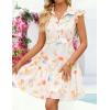 ZESICA Womens Summer Boho Floral Mini Dress 2026 Flutter Short Sleeve Button Chiffon A Line Beach Vacation Party Dresses(Apricot)